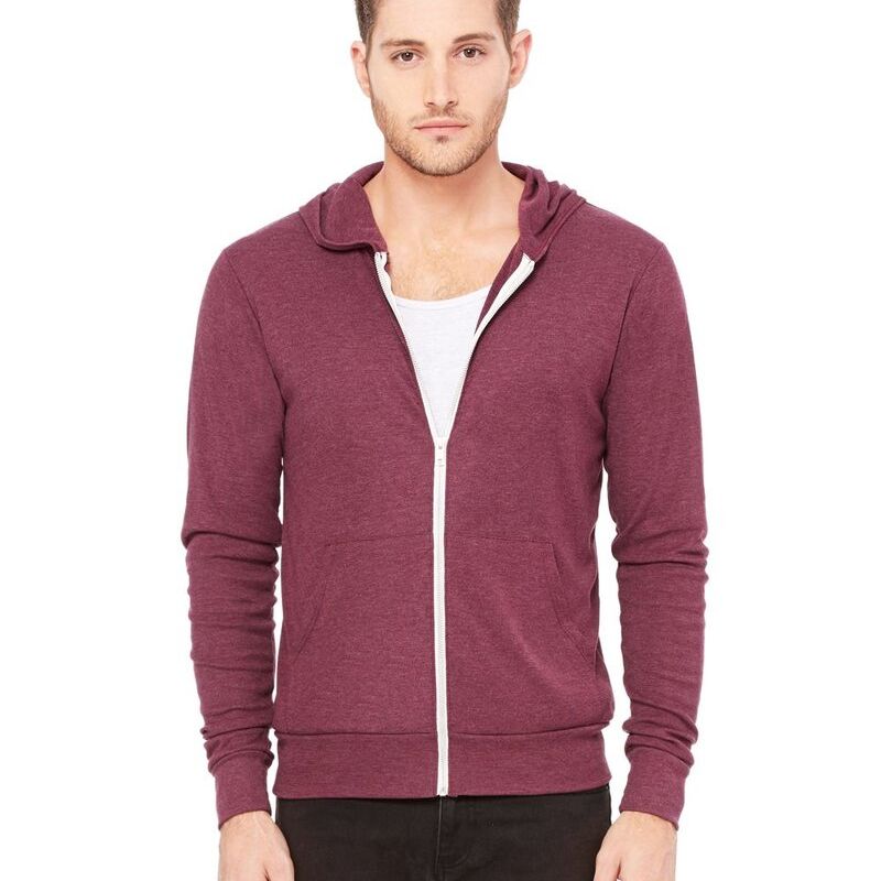 Triblend Lightweight Full-Zip Hooded Long Sleeve Tee Thumbnail