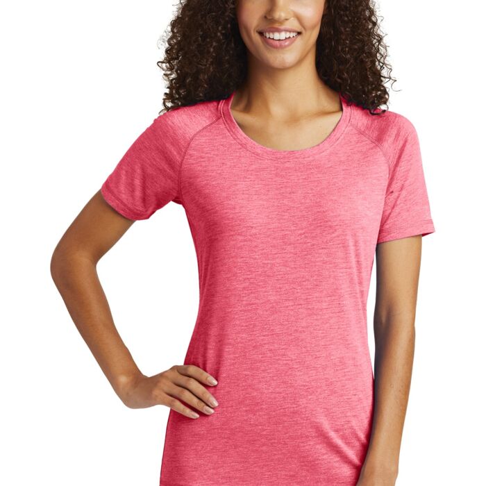 Ladies PosiCharge ® Tri Blend Wicking Scoop Neck Raglan Tee Thumbnail